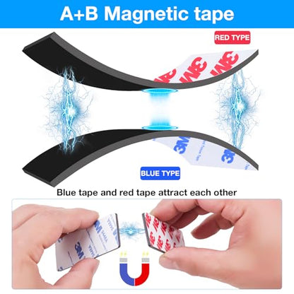2 Pack, A+B Paired Magnetic Tape 10ftx1in, AB Pairing Magnet Strips with Adhesive Backing, Match to Use for DIY Closure Craftings - style: 1" x 10ft, 2 Rolls