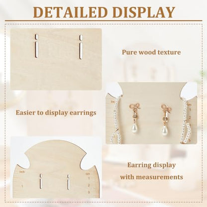 FINGERINSPIRE 2 Pcs Earring Measurement Display Stand 5.3x3x9.8 Wood Ear Stud Stand Earring Organizer Frame with Measurements Floral White Arch-Shaped Earring Holder for Measuring Selling Earring - size: 5.3x3x9.8"