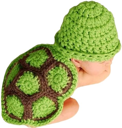 BLUETOP Cute Newborn Photography Outfits Boys Girls Baby Costume Set - style: 01 Green Turtle Costume