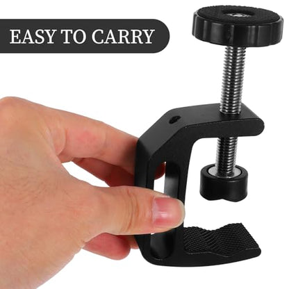 Unomor 2pcs Heavy Duty Aluminum C-clamps for Desktop Table Mounting, Small Size Workholding Clips for Woodworking, Photography Accessories, and Desk Fixing