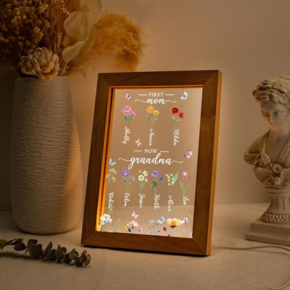 Personalized First Mom Now Grandma Night Light, Custom Night Light with Family Birth Flower, Mothers Day LED Lamp, Mothers Day Gift, Mom Gifts, Grandma Gifts - color: Style 8