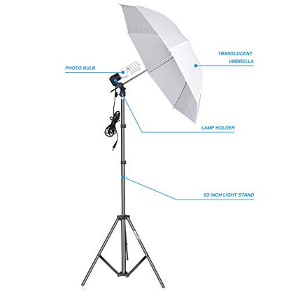 EMART Photography Umbrella Lighting Kit, 400W 5500K Photo Portrait Continuous Reflector Lights for Camera Video Studio Shooting Daylight (2 Packs) - size: 2 Pack