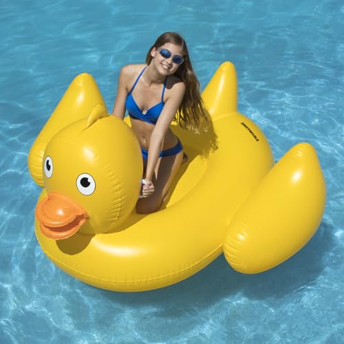 SWIMLINE ORIGINAL 90620 Giant Inflatable Lucky Ducky Pool Float | Oversized Ride-On Float with Stable Legs & Wings | Lounge Floatie Perfect for Parties & Relaxation - color: Ducky XL, size: Large