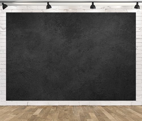 BELECO 6x4ft Fabric Solid Black Wall Backdrop Rough Stone Concrete Texture Black Wall Background for Party Decorations Banner Photoshoot Props - size: 6x4FT