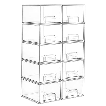 Vtopmart 10 Pack Small Clear Stackable Storage Drawers, Acrylic Bathroom Makeup Organizer, Plastic Storage Bins For Vanity, Undersink, Kitchen Cabinets, Pantry, Home Organization - style: 10pack-Clear