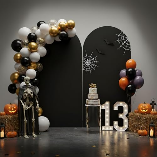 Double Sided 6.6FT Black Arch Backdrop Cover Spandex Fitted Stretchy Arch Covers for Wedding Birthday Party Bridal Baby Shower Ceremony - color: Black, size: 6.6FT