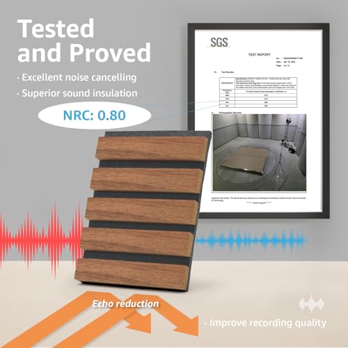 Art3d 6-Piece Wood Slat Acoustic Panels for Stylish Decor and Noise Reduction, 3D Textured Panel for Ceiling and Wall, Walnut - color: Walnut, size: 6Pcs - 94.5 * 7.9 inch