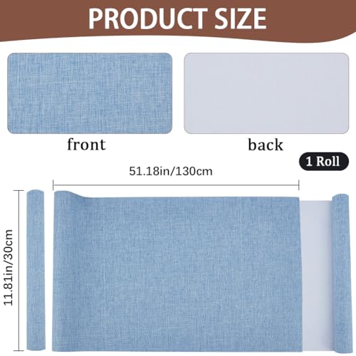 CRASPIRE 51 x 11.8 Inch Light Blue Book Cloth Book Binding Fabric with Paper Back Polyester Linen Woven Cover for Books Album Scrapbooking Archival DIY Covering Bookbinding Protector - color: Light Steel Blue-2