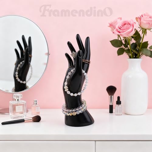 Framendino, Female Mannequin Hand Jewelry Display Holder Stand for Bracelet Necklace Ring Plastic (Black, 1 Pack) - color: Black, size: 1 Pack