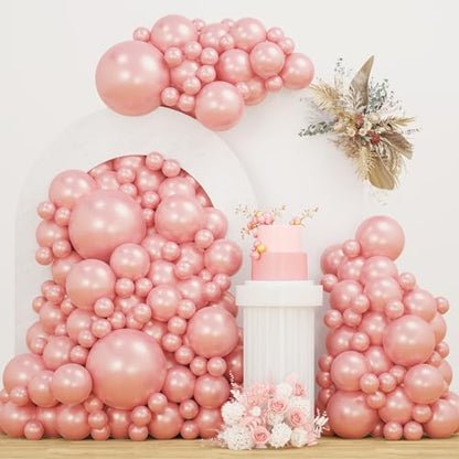Double Stuffed Pearl Dusty Pink balloons Different Size 115Pcs 5/10/12/18 Inch Pearl Rose Blush Pink Balloon Garland Arch kit for Boho Birthday Wedding Engagement Bridal Baby Shower Party - color: Pearl Dusty Pink