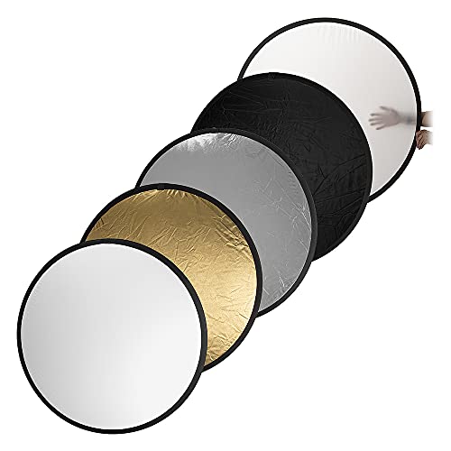 Fotodiox Pro 5-in-1 Reflector - 42in (100cm) Premium Grade Collapsible Disc (Silver/Gold/Black/White/Diffuser) - size: 42in (100cm)