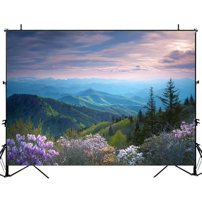 5x7ft Photography Backdrop Scenic Blue Ridge Parkway Appalachians Smoky Mountains Spring Photo Backdrop Photography Background for Photoshoot Portrait Video Party Photo Studio Prop Booth - color: Color4