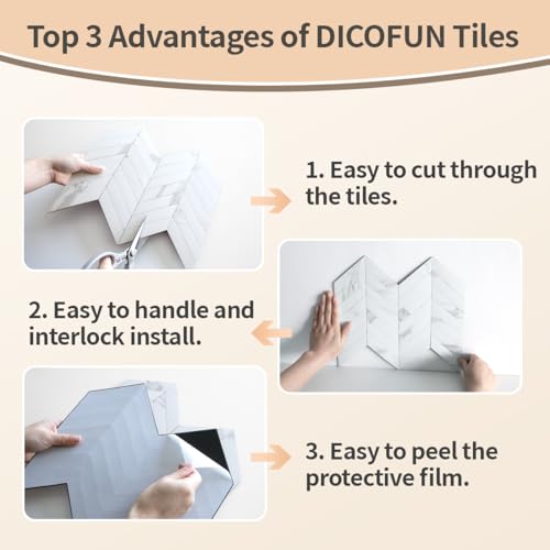 DICOFUN 10-Sheet White Marble Peel and Stick Backsplash, Faxu Stone PVC Stick on Backsplash Wall Tiles for Kitchen and Bathroom - color: White Marble, size: 10 Sheets, 12"x12"x0.12"
