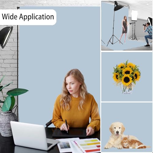 Dusty Blue Photography Backdrop for Photoshoot, Photo Backdrop Curtain, Perfect Blue Aura Backdrops for Party Portrait Photoshoots Video Studio 8FTx10FT - color: Blue Aura, size: 8x10 FT
