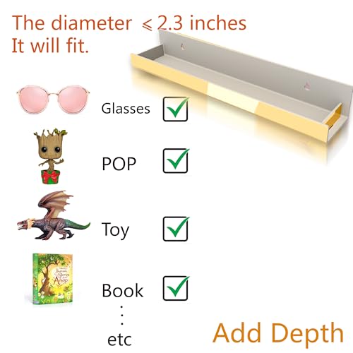 4 Pack 15 Inch Gold Reflective Acrylic Shelves, Gold Foating Shelves, Modern Sunglasses Essential Oil Picture Ledge Display Toy Storage Shelf - color: 15in-gold Mirror