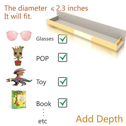 4 Pack 15 Inch Gold Reflective Acrylic Shelves, Gold Foating Shelves, Modern Sunglasses Essential Oil Picture Ledge Display Toy Storage Shelf - color: 15in-gold Mirror