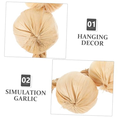 SHOWERORO Lifelike Artificial Garlic Hanging String Realistic Mini Vegetable Decor for Kitchen Home and Photography Props for Rustic Farmhouse Style