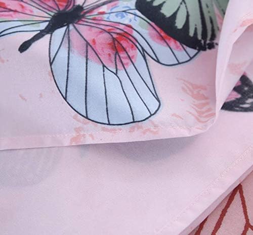 MAG 4Pcs Pink Microfiber Butterfly Queen Bed Sheet Set,Butterfly Bedding Set,1 Flat1 Fitted Sheet with 2 Pillowcase, 14” Deep. - color: Pink, size: Queen