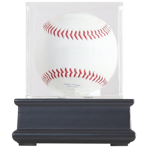 DisplayGifts Baseball Display Case Wooden Lacrosse Ball Stand 98% UV High Protection All -Sides Closure Cube for a Home Run or Autographed Ball Black Bottom - color: Black