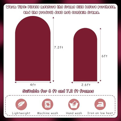 Crimson Arch Backdrop Covers Set of 2(7.2Ft, 6Ft), Spandex Fitted Chiara Arch Stand Covers Backdrops for Wedding Baby Shower Birthday Graduation Photo Booth Props(Only Cover) - color: Crimson, size: 7.2FT/6FT