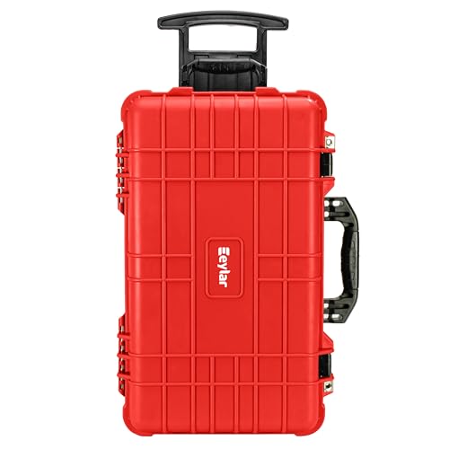 Eylar 22" Carry-On Travel Roller Gear, Camera, Drones, Tools, Equipment Hard Case Waterproof with Foam (Red) - color: Red