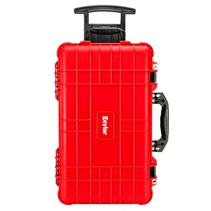 Eylar 22" Carry-On Travel Roller Gear, Camera, Drones, Tools, Equipment Hard Case Waterproof with Foam (Red) - color: Red