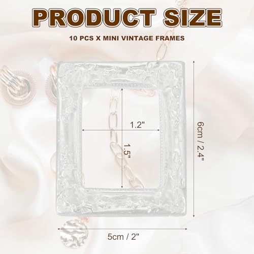 uxcell 10pcs Vintage Resin Picture Frames, Mini Tiny Photo Frame Rectangle Jewelry Display Prop for DIY Table Top Photography Wedding Decor, White, 1.5 x 1.2 - color: White, size: 1.5 X 1.2 Inch