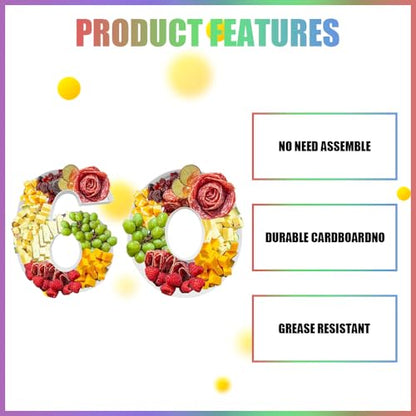Charcuterie Cardboard Number Fillable Shaped Treat Decorative Box Anniversary Birthday Table Centerpiece (60&90 Style, 9inch) - size: 9inch, style: 60&90 Style