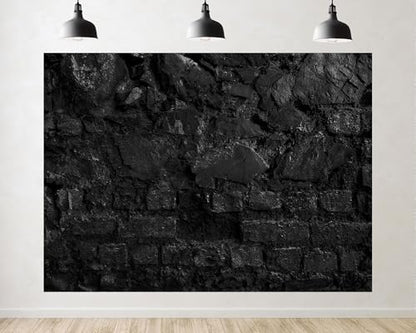 Trykid 15x8ft Dark Stone Brick Wall Texture Backdrop Weathered Monochrome Grunge Surface Abstract Photography Background Industrial Rustic Tapestry Party Decoration Photo Booth Prop Fabric - size: 15x8ft