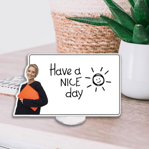 Personalized Acrylic Message Board with Custom Photo, Cartoon Style Option, Clear Dry Erase Writing Board for Desk Home Office Decor, Reusable Custom Gift