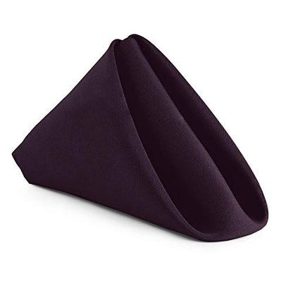 Gee Di Moda Cloth Napkins - 17 x 17 Inch Eggplant Dinner Napkins - Set of 12 Soft & Absorbent Washable Fabric Cloth Table Napkins with Hemmed Edges for Hotel Restaurant, Holiday Parties & Wedding - color: Eggplant