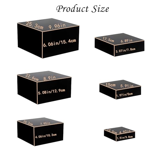 Metal Buffet Risers,6PCS Food Risers for Buffet Table 5in to 10in Display Stand for Catering Dessert Matte black Cube Boxes Nesting Risers with Hollow Bottoms - color: Matte black-6P