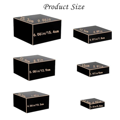 Metal Buffet Risers,6PCS Food Risers for Buffet Table 5in to 10in Display Stand for Catering Dessert Matte black Cube Boxes Nesting Risers with Hollow Bottoms - color: Matte black-6P