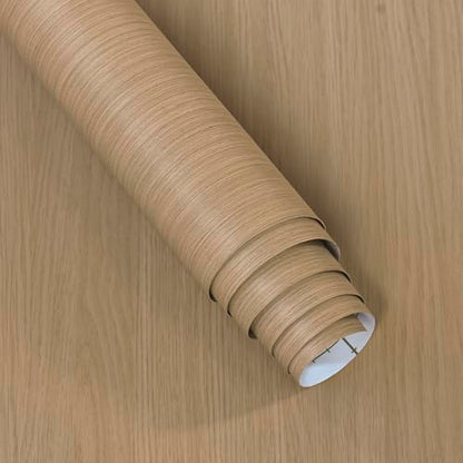 16"x118" Light Brown Wood Grain Contact Paper No Bubbles Self Adhesive Wallpaper Waterproof Wood Vinyl Wrap Matte Wooden Peel and Stick Wallpaper Faux Natural Wood Stickers for Cabinets Drawer Table - color: Light Brown, size: 15.7" x 118"