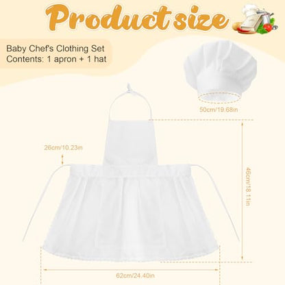 2PCS Baby Chef Outfit Set, Baby Apron and Chef Hat for Newborn Photography Props, Toddler Cook Role Play, Cute Baking Costume for Infants Photography, Babies Bakery Theme Party, 6-24 Months