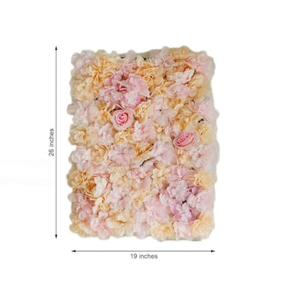 Efavormart Pack of 4 | 13 Sq. Ft. Pink Champagne Silk Flower Wall Panels, 3D Floral Backdrop Mat with Peonies and Hydrangeas for Bridal Showers and Photo Booths - color: Pink/Champagne