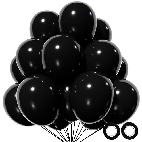 110pcs Black Balloon 12 inch, Black Latex Balloons for Birthday Party Baby Shower Wedding(with 2 Ribbons). - color: A36-black, size: 12inch(normal)