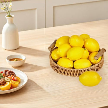 18 PCS Artificial Lemons: Decorations for Homes, Kitchens, Weddings and Parties; Photography Styling Elements; and Early Education Props. (Large Size, Yellow)