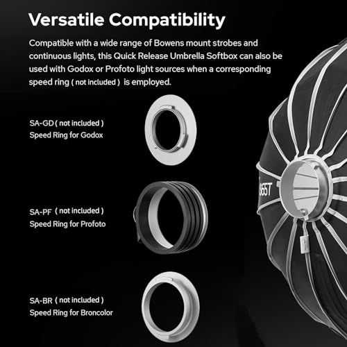 Godox S120T 120cm/47.2in Quick Release Umbrella Softbox Professional Foldable Softbox with Standard Bowen Mount & Diffusers for Photography Studio Photography Portrait Live Stream - size: 47.2 inch Softbox