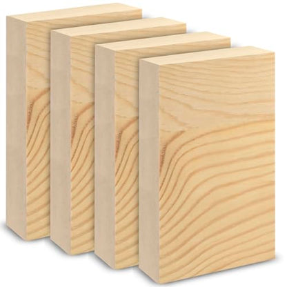 Unfinished Wood Blocks for Crafting, 4 Pcs Unfinished Wood Carving Blocks, 4X6X1 Inch Solid Wood Carving Blocks for Crafts DIY Projects Art Classes Photo Blocks Beginners and Adults - size: 4x6x1 Inch