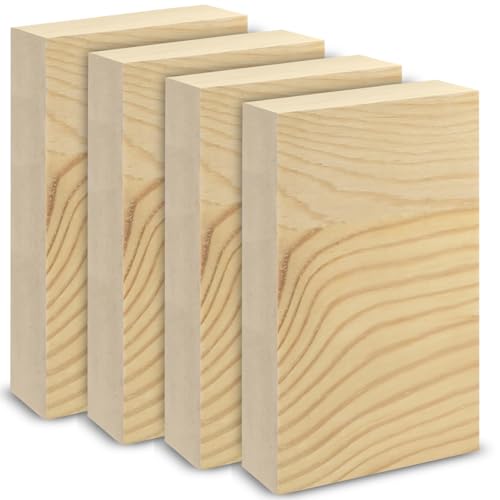 Unfinished Wood Blocks for Crafting, 4 Pcs Unfinished Wood Carving Blocks, 4X6X1 Inch Solid Wood Carving Blocks for Crafts DIY Projects Art Classes Photo Blocks Beginners and Adults - size: 4x6x1 Inch