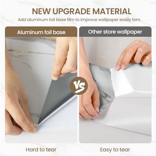 practicalWs Glossy Marble Wallpaper Peel and Stick White/Gold Granite Contact Paper Removable Wall Paper for Kitchen Countertop Cabinet Furniture 11.8" x 78.7" - color: Gold/White, size: 11.8" x 78.7"
