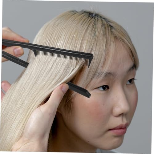 2pcs V-shaped Hair Straightening Comb Professional Black Hairdressing Tools for Touch-up