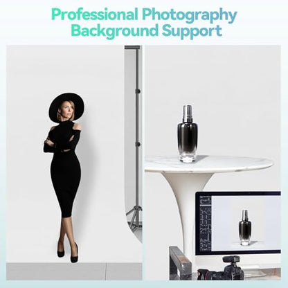EMART Portable Photography Backdrop Stand Kit 7 x 10 ft with 6 x 9 ft White Backdrop, Adjustable Background Support System for Photo Video Studio, Photoshoot, Party, Live Game, Interviews - size: 7*10ft Stand/6*9ft Backdrop