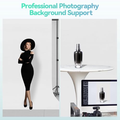 EMART Portable Photography Backdrop Stand Kit 7 x 10 ft with 6 x 9 ft White Backdrop, Adjustable Background Support System for Photo Video Studio, Photoshoot, Party, Live Game, Interviews - size: 7*10ft Stand/6*9ft Backdrop