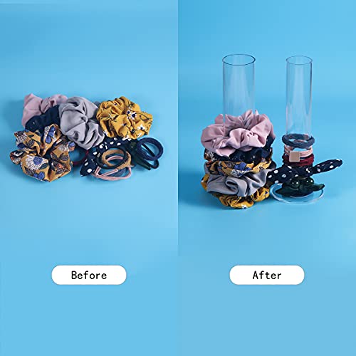 ByKen 2PcS Acrylic Scrunchie Holder Organizer,Hair Ties Holder for Bathroom,Clear Hair Accessories Bowknot Organizer,Room Decor for Girls(8.7 inches high)