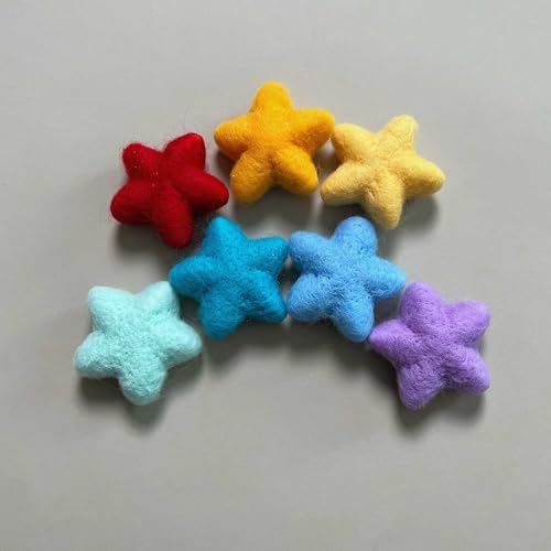 D&J DON&JUDY 7pcs Pack Newborn Handmade Wool Felt Heart Shape Photography Studio Prop (Rainbow Star)