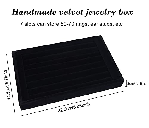 AKOAK 1 Pack Jewelry Display Tray Wooden Flannel Dresser Ring Earring Bracelet Watch Storage Case Portable Display Rack (black) - color: black