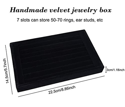 AKOAK 1 Pack Jewelry Display Tray Wooden Flannel Dresser Ring Earring Bracelet Watch Storage Case Portable Display Rack (black) - color: black