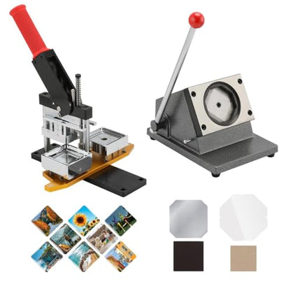 Square Photo Fridge Magnet Maker Machine Kit, 2inch DIY Refrigerator Sticker Making Machine with Paper Cutter, 200 Sets Material, for Custom Badge